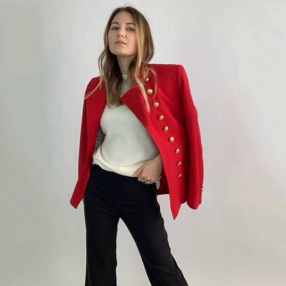 Ralph Lauren Jackets & Blazers - Ralph Lauren Red Wool Gold Button Blazer